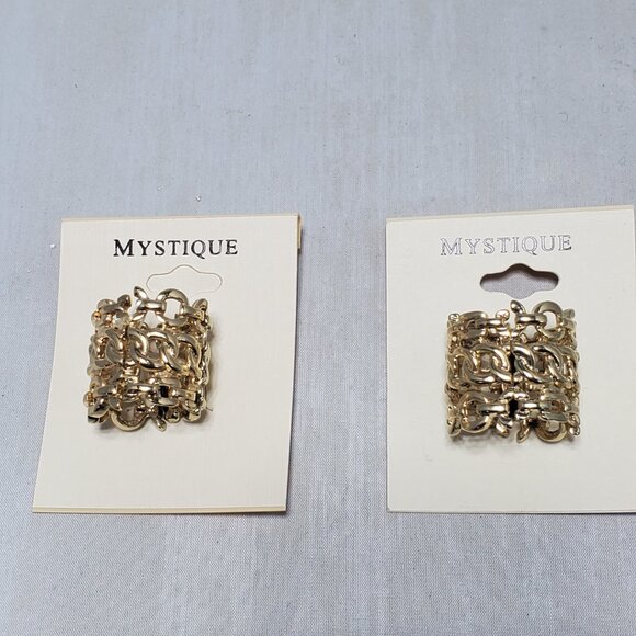 Mystique Gold-Tone Stretch Chain-Link Statement Rings – 2 for 1 Deal! - Picture 3 of 6